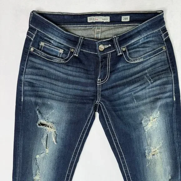 Buckle BKE Sabrina Distressed Stretch Medium Wash Jeans Size 28R   Style# ABK253 - Picture 10 of 15